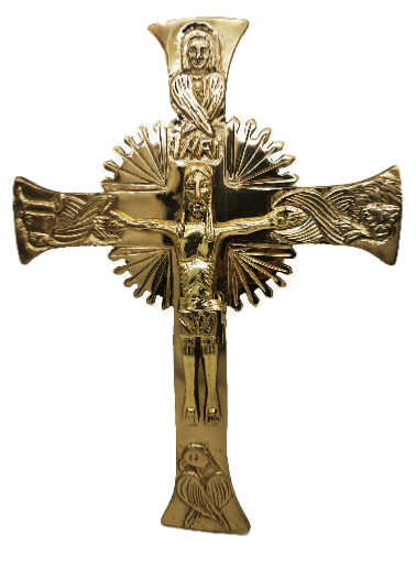 cruz gloriosa pared bronce
